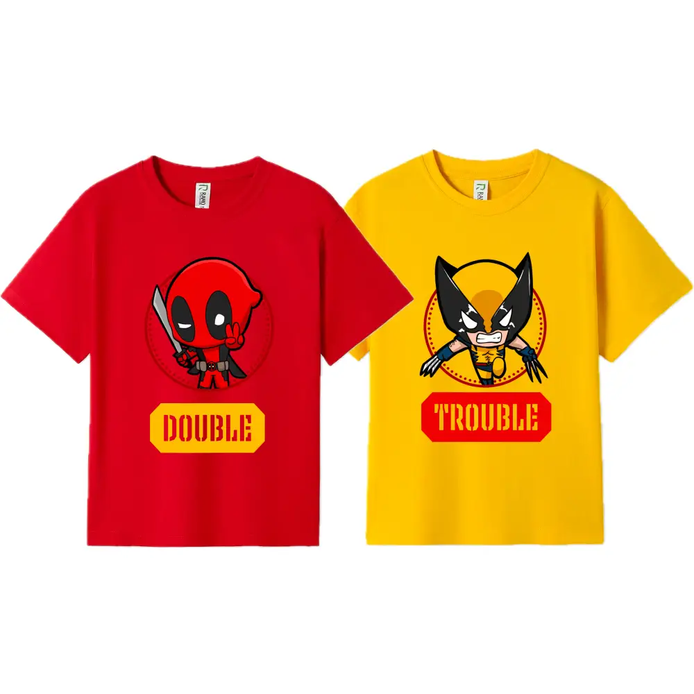 Matching Wolverine and Deadpool tshirts