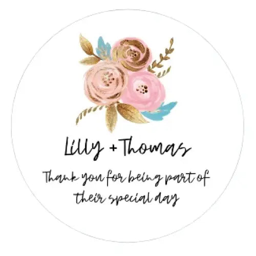 Watercolor Pink and gold rose design - 4oz - Wedding