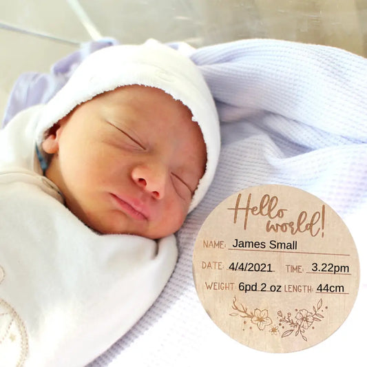 Birth announcement plaques - flower / hello world - All Things Baby