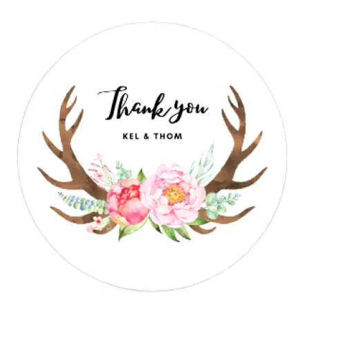 Boho design thank you candle tin - 6oz - Wedding