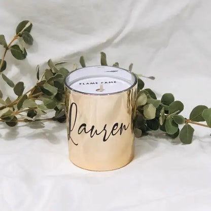 Bridesmaid Candle with personalised Decal - Gold - Wedding