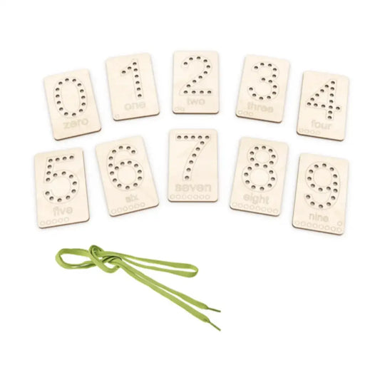 Childrens Montessori wooden lacing numbers set - 10cm - All Things Kids