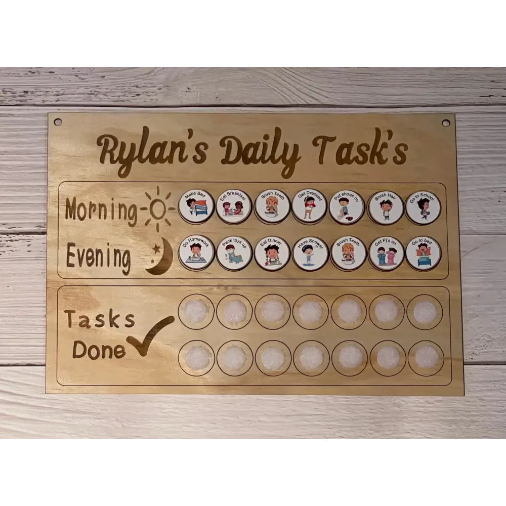 Children’s wooden daily tasks board - All Things Kids