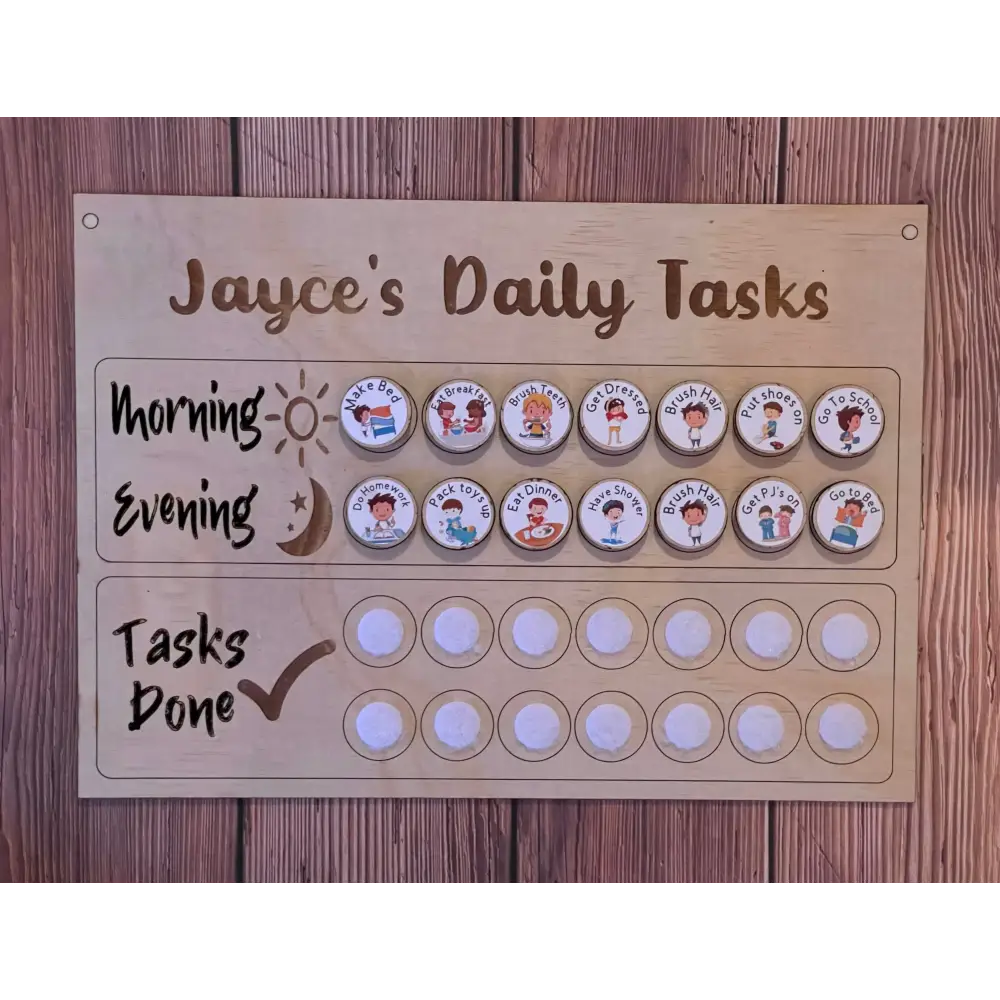 Children’s wooden daily tasks board - All Things Kids