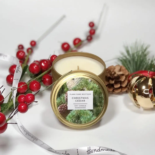 Christmas Cedar Scented Candle tin - 4oz - Candles