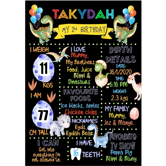 Dinosaur birthday print - A4 - All things Party and Birthday