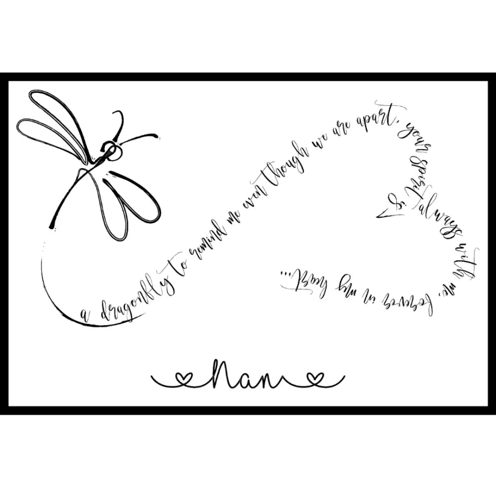 Dragon fly quote memorial print - digital - Framed Prints