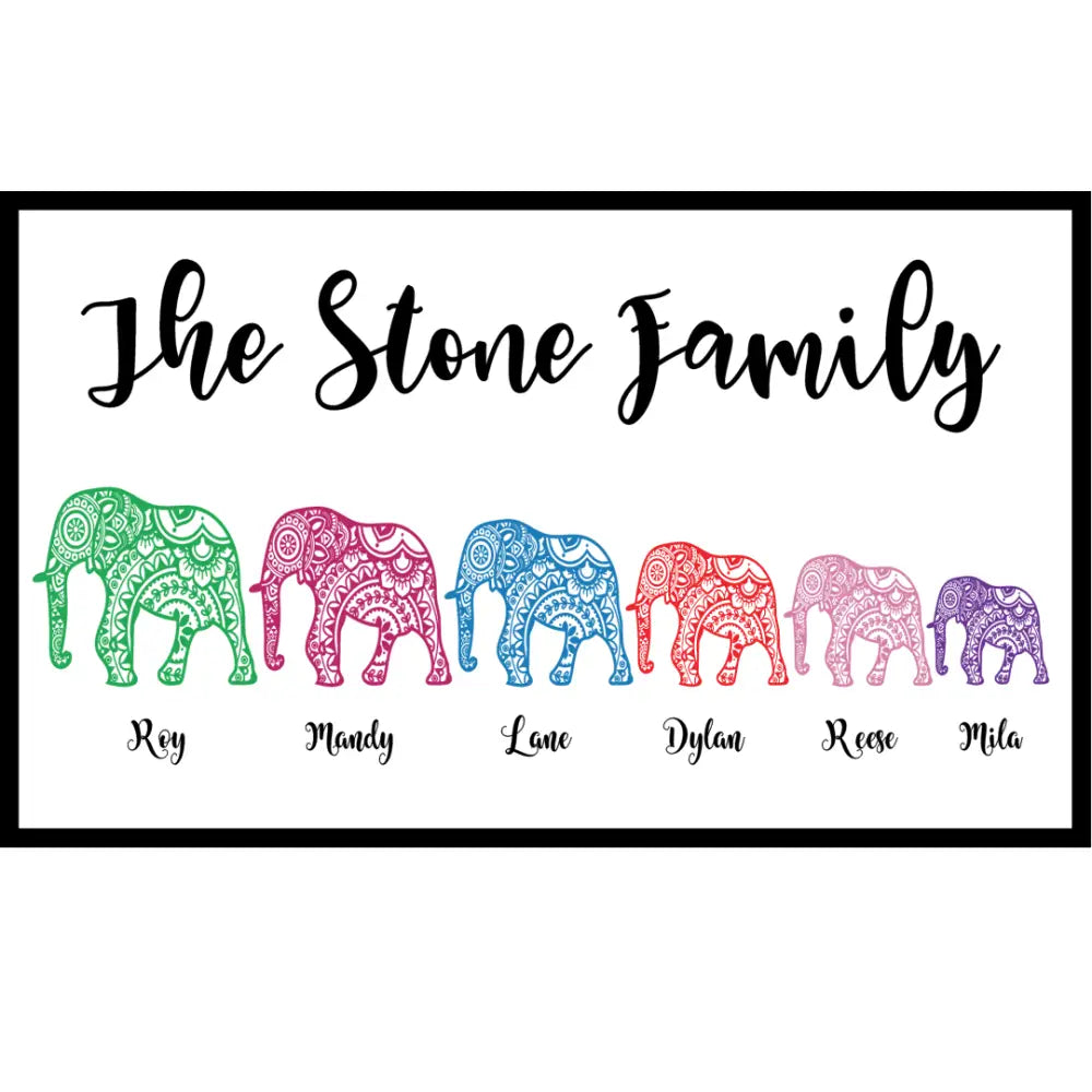 Elephant Mandala Family Print - A4 - Framed Prints