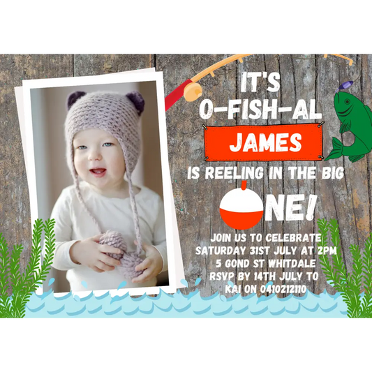 Fishing inspired Party invites - 6x4 / with magnet - All things Party and Birthday