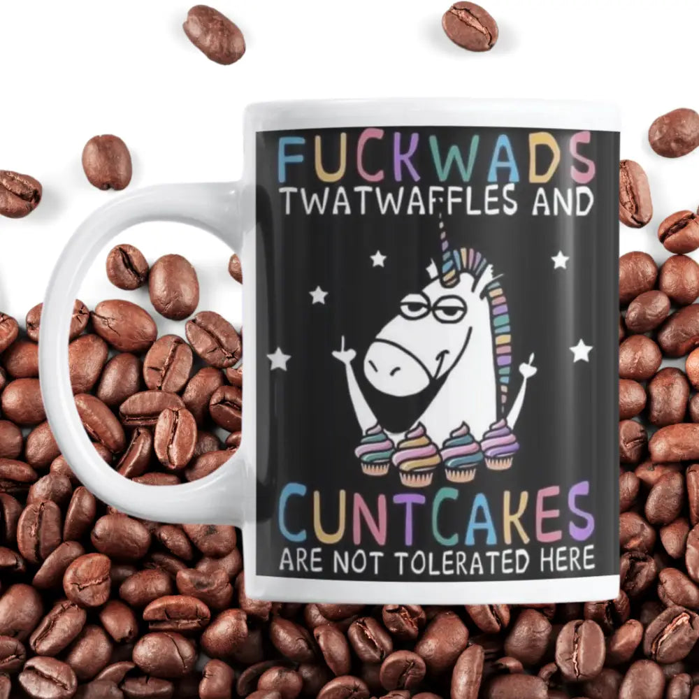 Fuckwards twat waffles and cuntcakes Unicorn mug - 18 + Adult Gifts