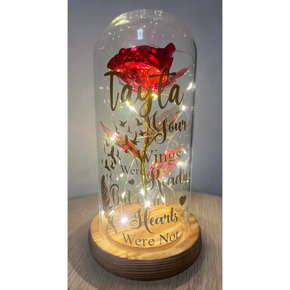 Glass dome with flower and lights - Memorial