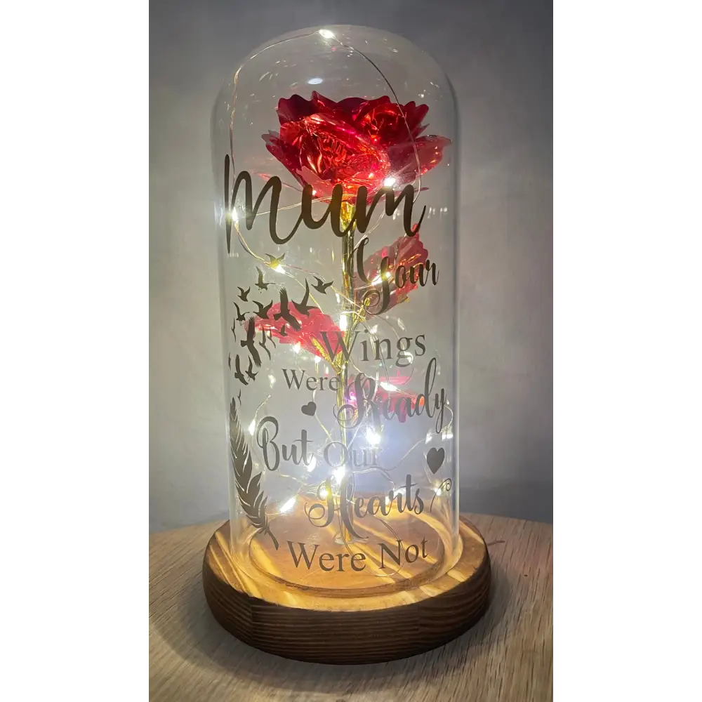 Glass dome with flower and lights - Memorial