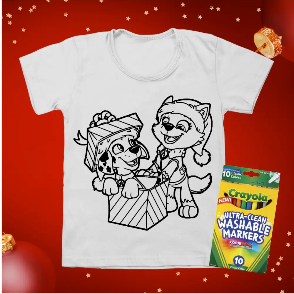 Kids Christmas colouring in t-shirts - Christmas