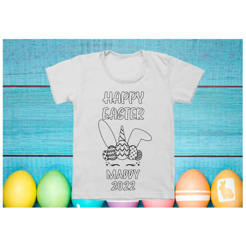 Kids Easter colouring in t-shirts - Easter