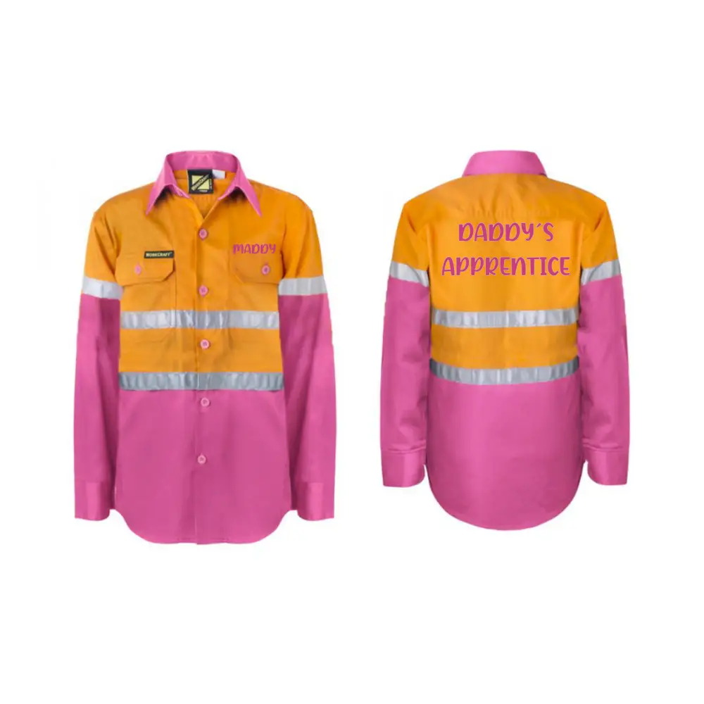 Kids Personalise hi vis shirt with reflective strips - Navy & Yellow - All Things Kids