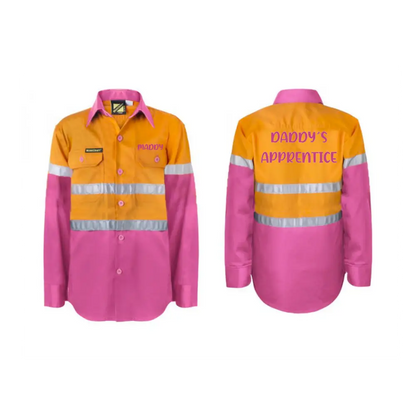 Kids Personalise hi vis shirt with reflective strips - Navy & Yellow - All Things Kids