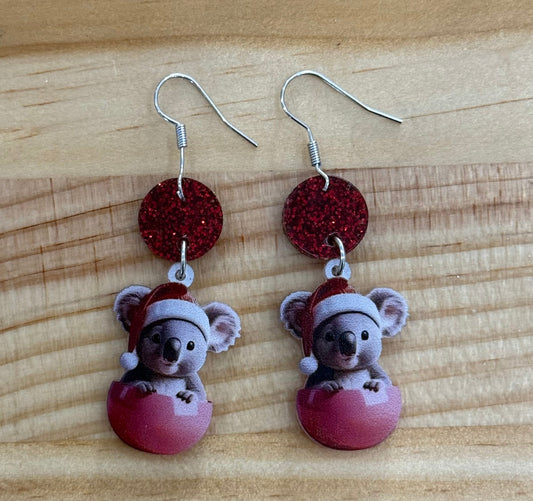 Koala Christmas earrings