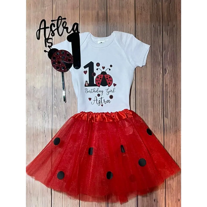 Lady bug Birthday Outfit - 000 onesie - All things Party and Birthday