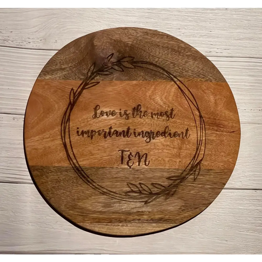 ’Love is the most important ingredient’ engraved personalised Chopping board - Wedding