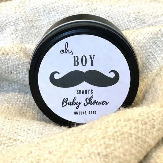 Oh Boy personalised label with handmade soy candle - 4oz - All Things Baby