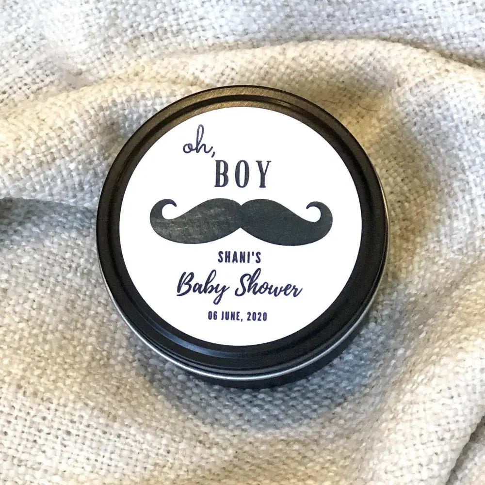 Oh Boy personalised label with handmade soy candle - All Things Baby