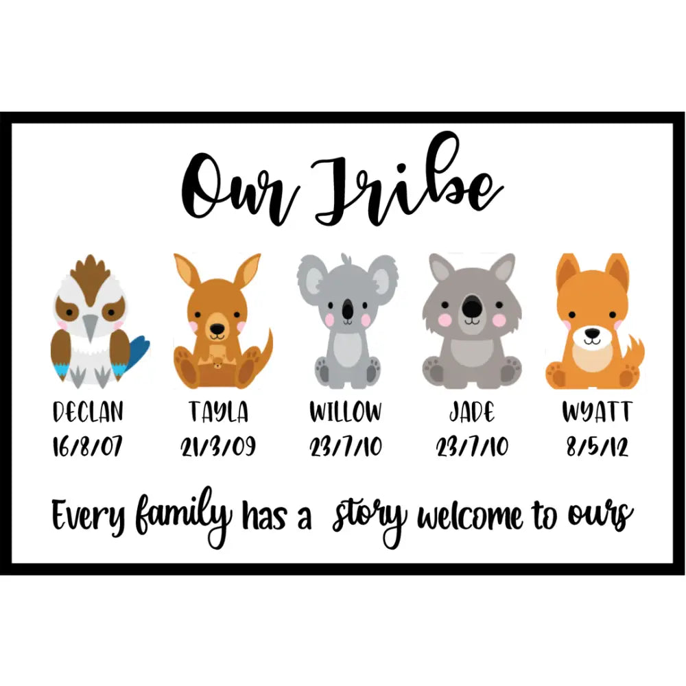 Our Tribe Aussie animals family print - A4 - Framed Prints