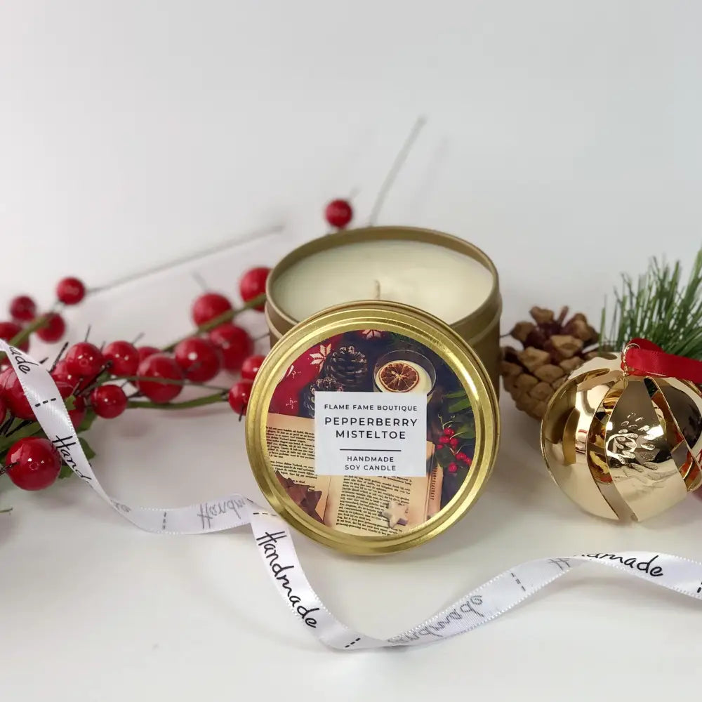 Pepperberry Mistletoe Candle tin - 4oz - Candles