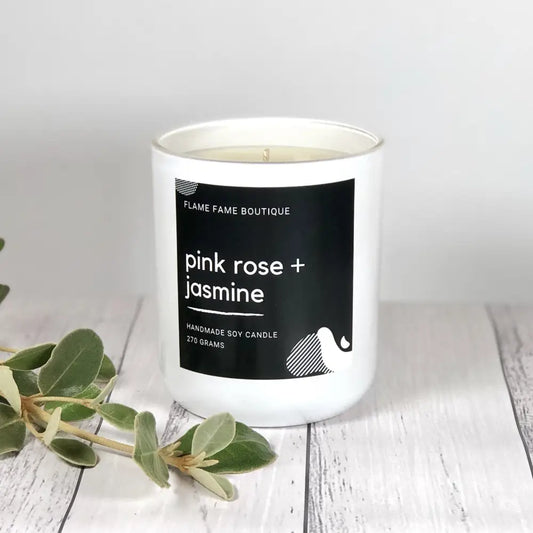 pink rose + jasmine Scented Candle - Large - Candles