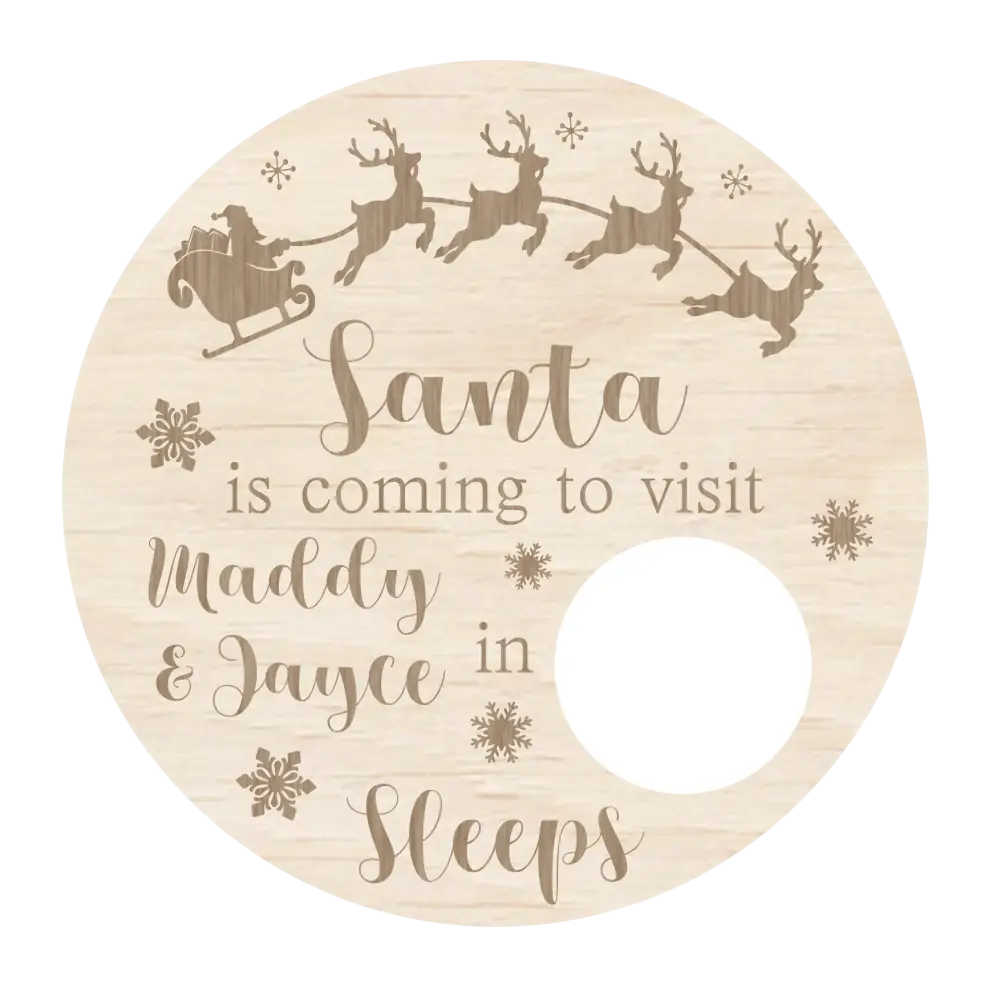 Santa count down plaque - with thread - Christmas