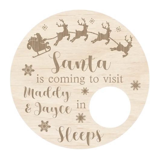 Santa count down plaque - with thread - Christmas