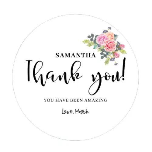 Thank you candle roses design label - 4oz - Candles