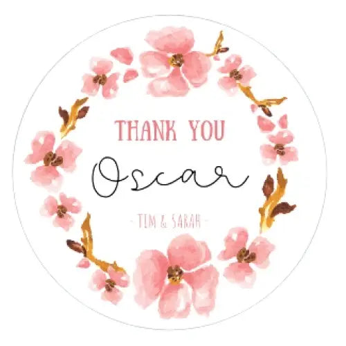 Thank you personalised candle watercolor flowers - 4oz - All things Party and Birthday