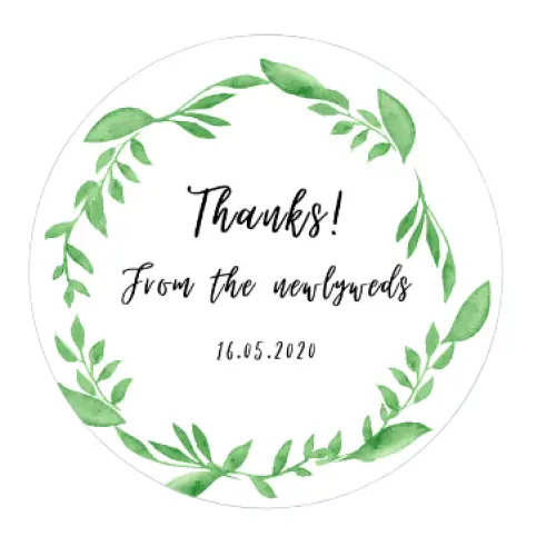 Wedding thank you’s - leaves design - 4oz - Wedding