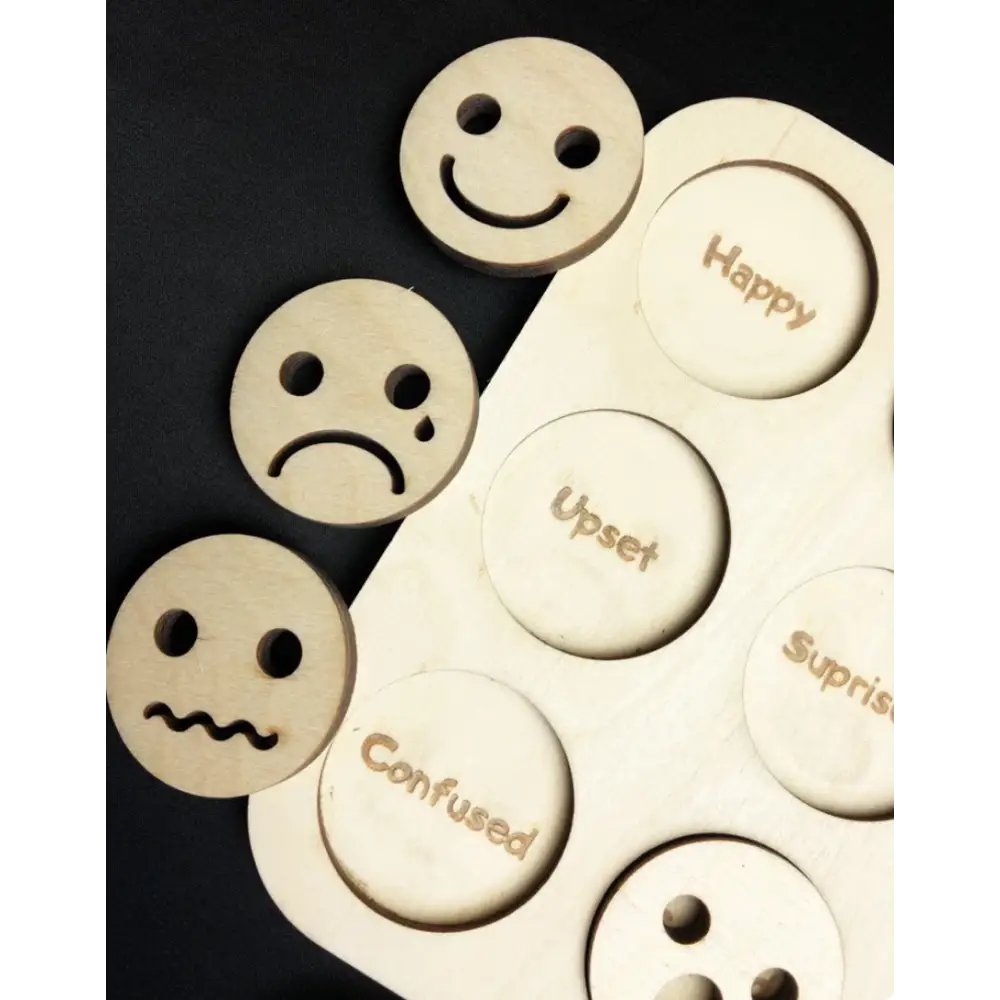 wooden emotions visual board - All Things Kids