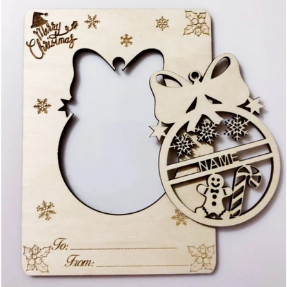 Wooden ornament Christmas cards - bauble - All Products